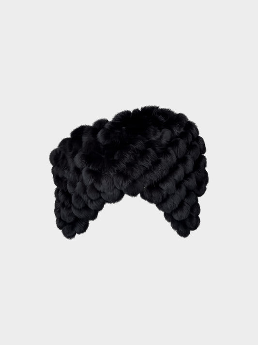 John Galliano 2000s Black Fox Fur Pom Pom Cape