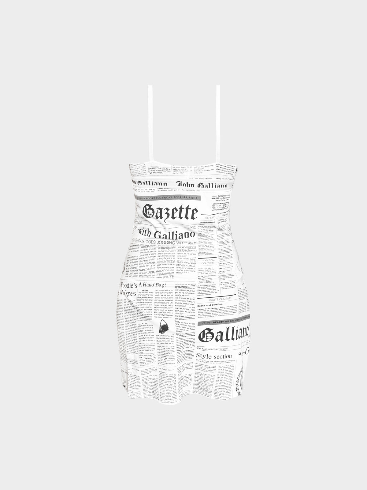 John Galliano 2006 White Gazette Newspaper Print Dress