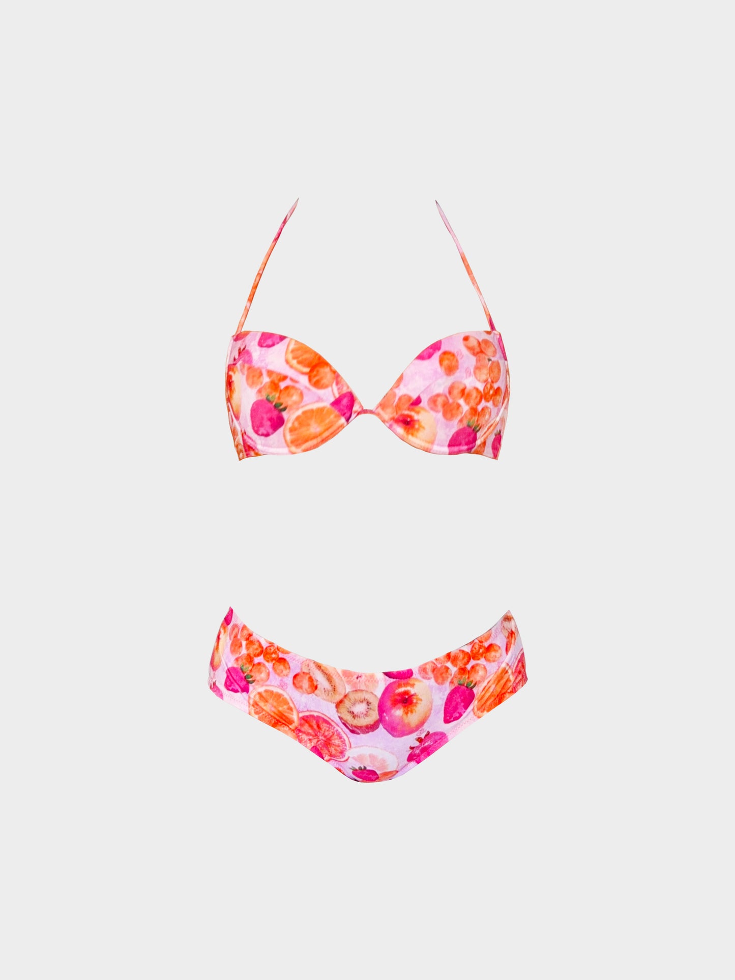 John Galliano 2000s Pink Fruits Print Two-piece Swimsuit