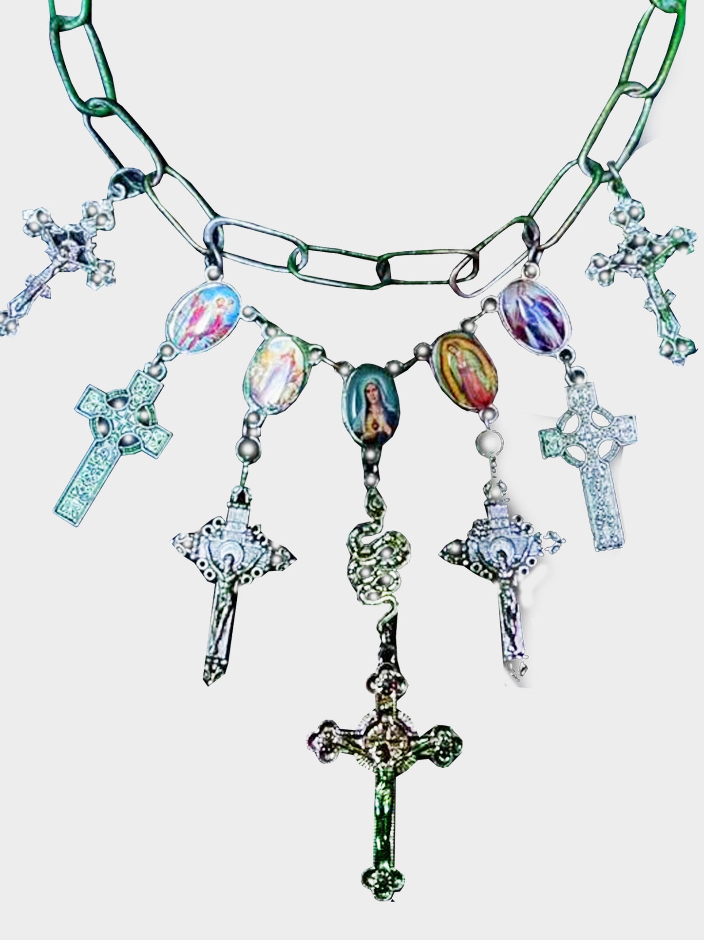 Jean Paul Gaultier 1990s Multi-Cross Rare Necklace