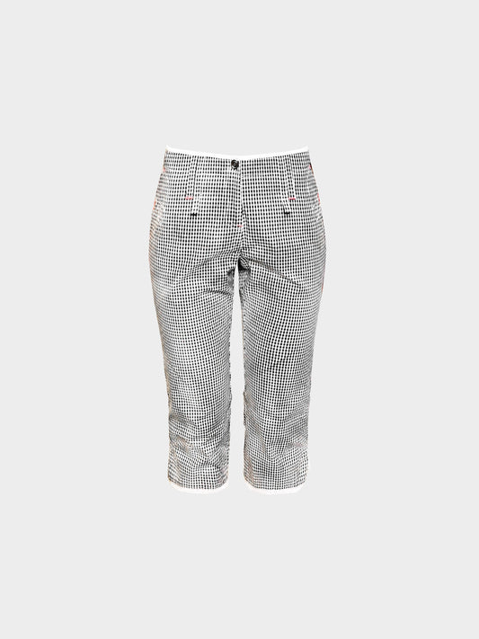 Blumarine 2000s Black and White Gingham Print Capri Pants