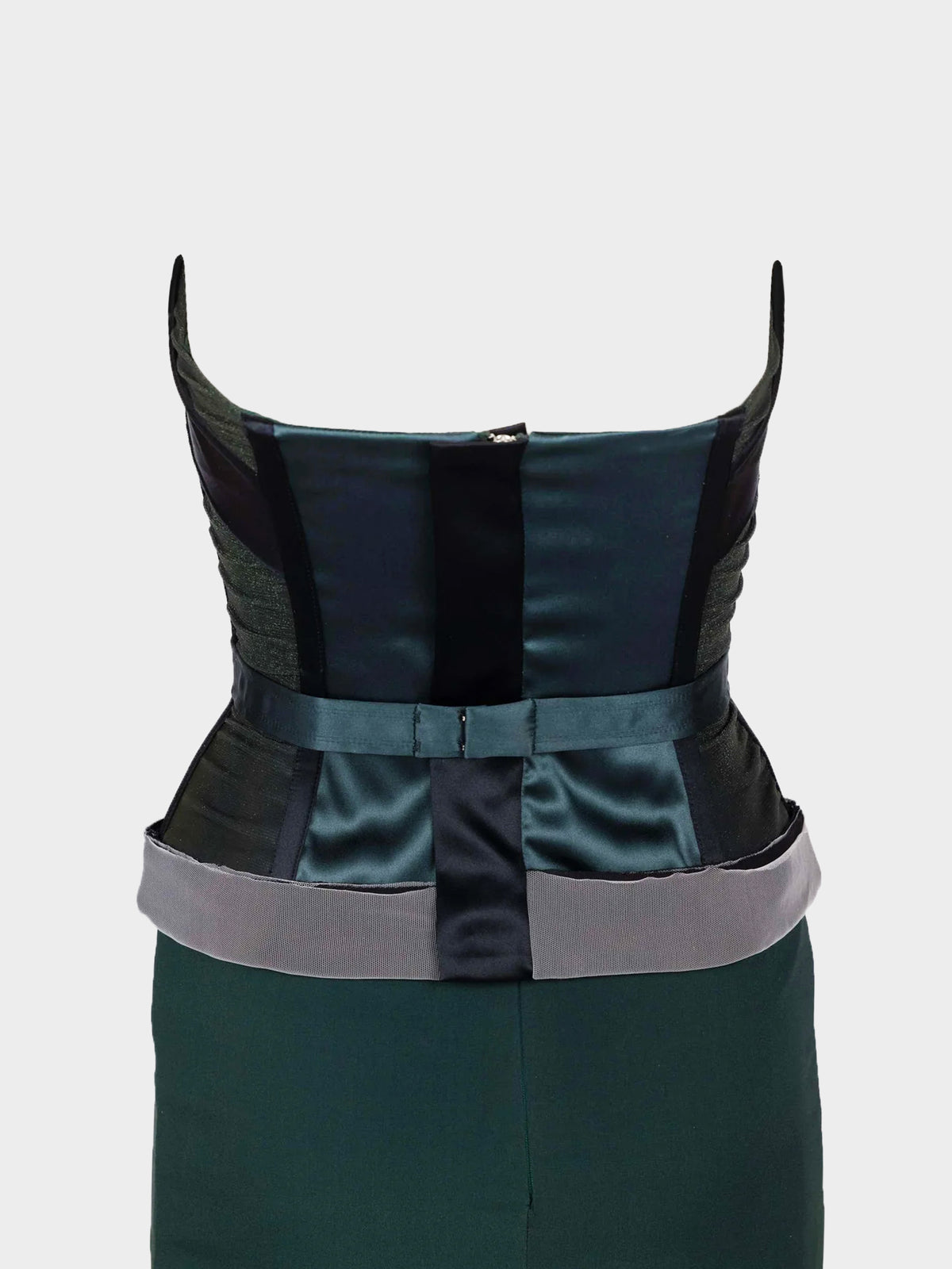Stella McCartney FW 2003 Green and Grey Runway Strapless Corset Dress