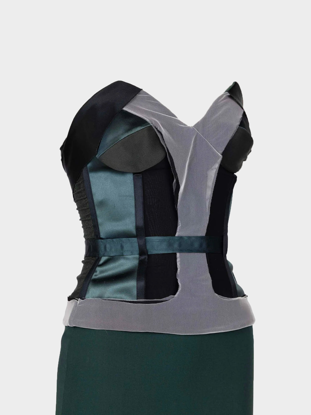 Stella McCartney FW 2003 Green and Grey Runway Strapless Corset Dress