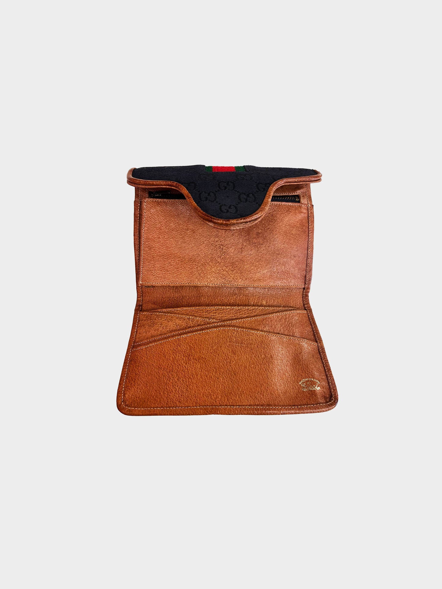 Gucci 1980s Horsebit Monogram Canvas Web Wallet