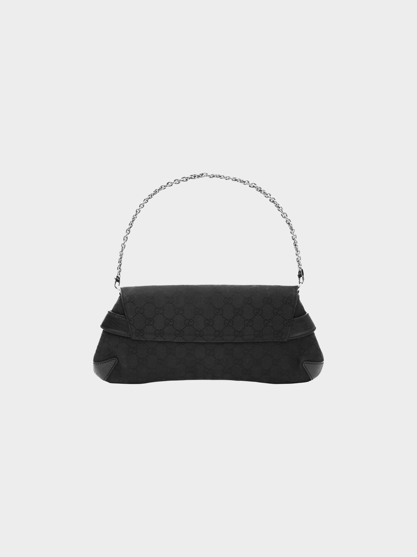 Gucci by Tom Ford 2000s Black Canvas and Leather GG Supreme Horsebit Bag