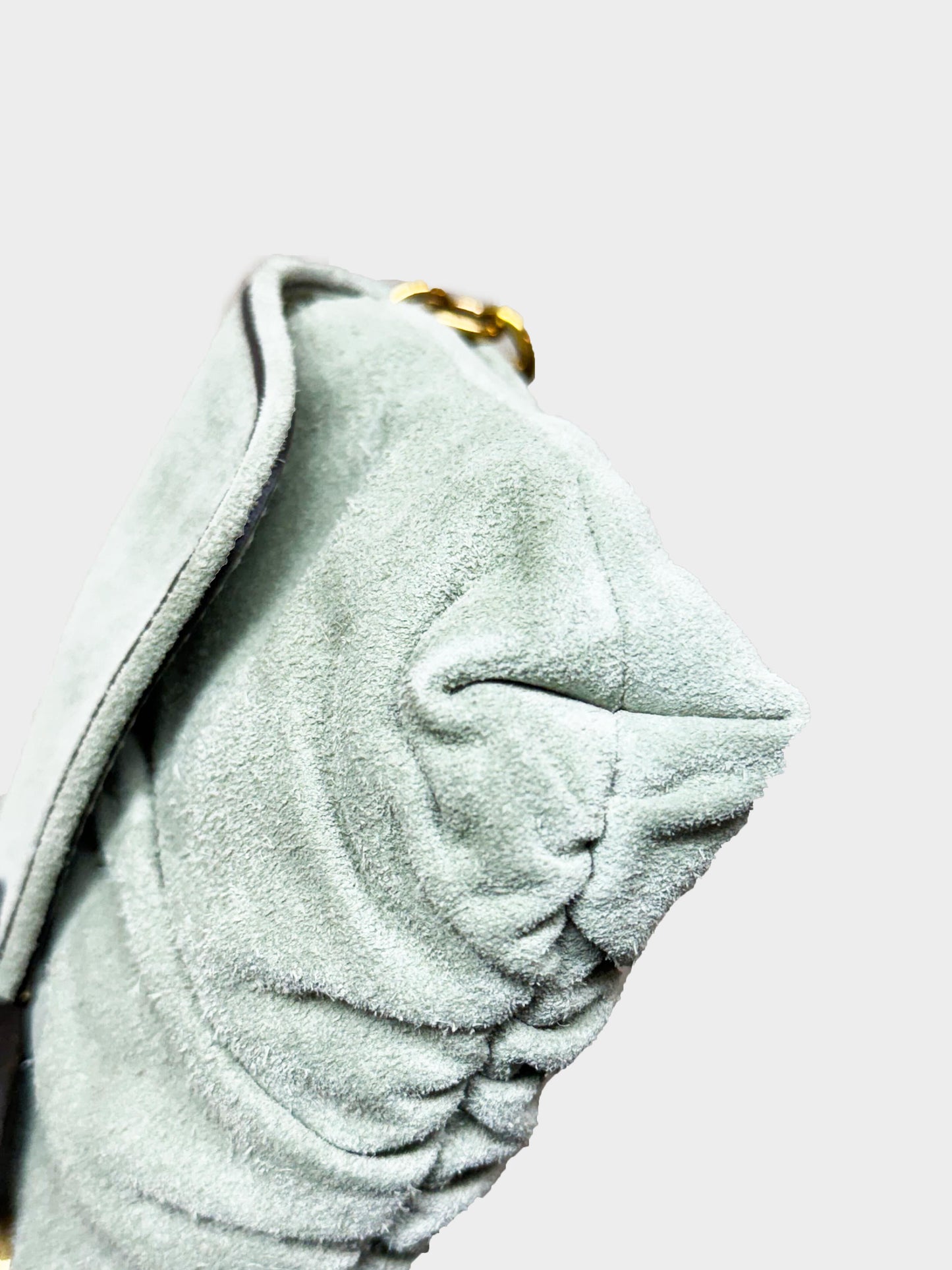 Gucci 2008 Mint Green Babouska Suede Hysteria Chain Clutch Bag