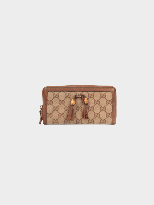 Gucci 2000s Beige GG Canvas Bamboo-Bow Wallet