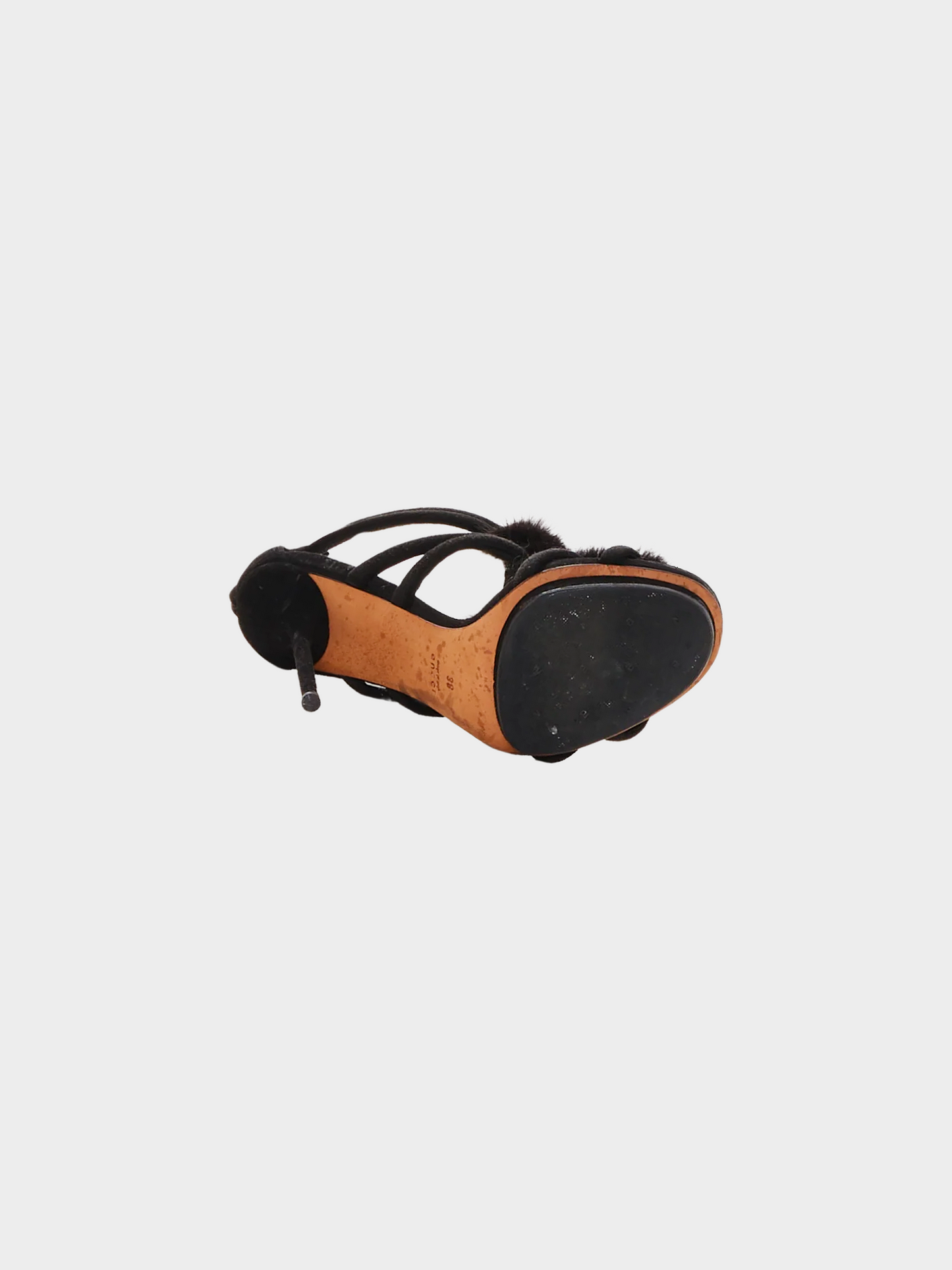 Gucci 2000s Fur-Trimmed Suede Sandals