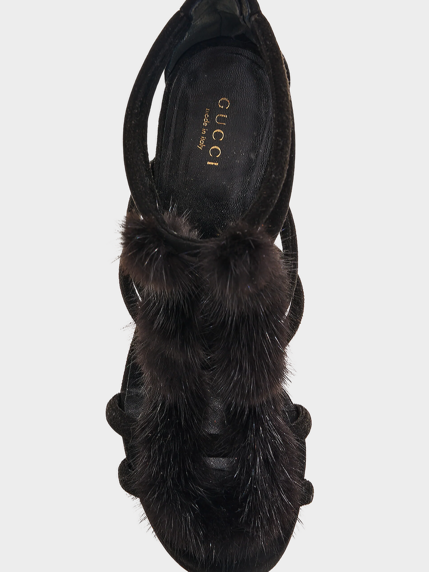 Gucci 2000s Fur-Trimmed Suede Sandals