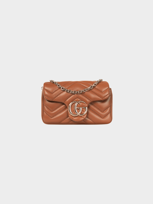 Gucci 2010s GG Marmont Brown Chevron Mini Shoulder Bag