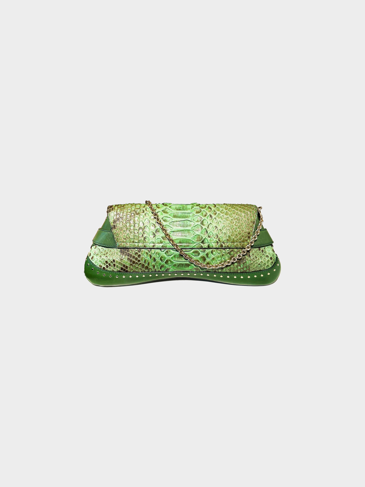 Gucci by Tom Ford 2004 Green Python Leather GG Horsebit Bag