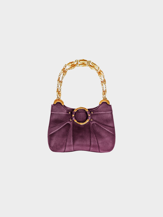 Gucci by Tom Ford FW 2004 Limited Edition Purple Leather Bamboo Chain Bag