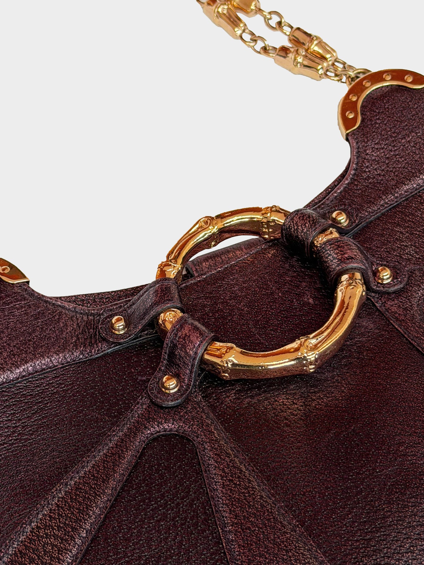 Gucci by Tom Ford FW 2004 Limited Edition Purple Leather Bamboo Chain Bag