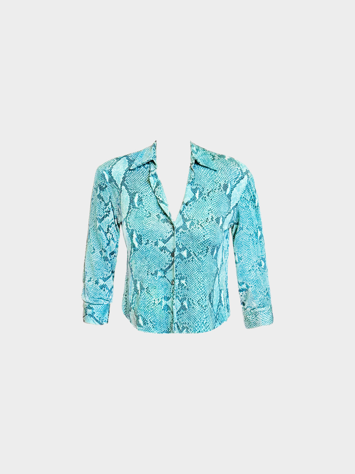 Gucci SS 2000 Blue Python Print Quarter-sleeve Blouse and Pants Set