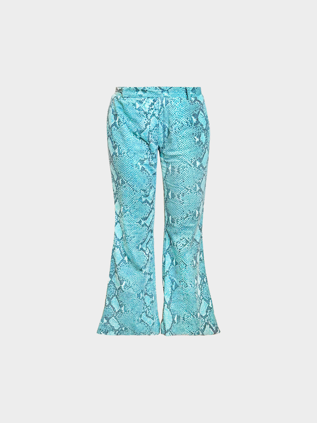 Gucci SS 2000 Blue Python Print Quarter-sleeve Blouse and Pants Set
