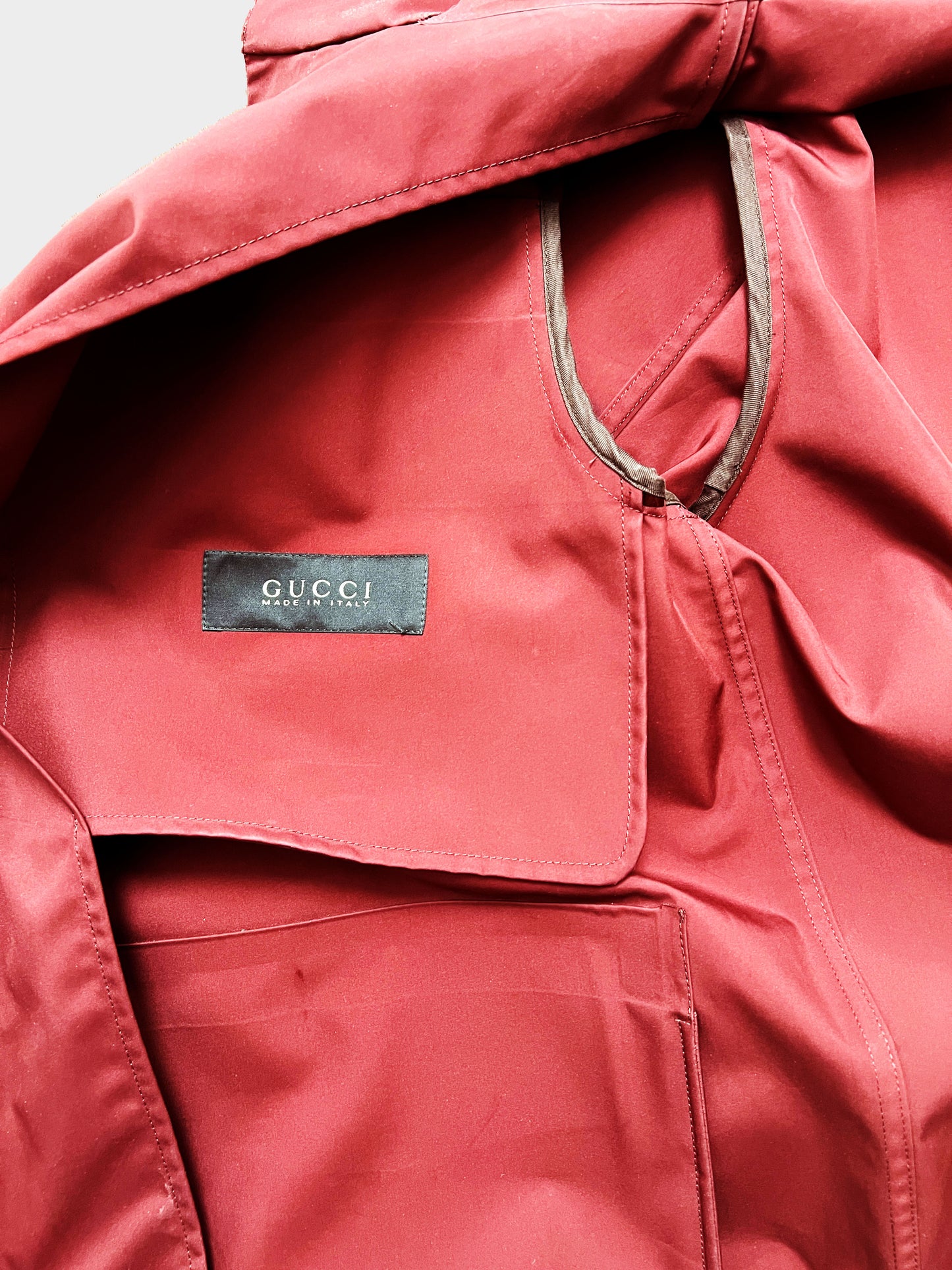 Gucci 2010s Red Hooded Windbreaker Jacket