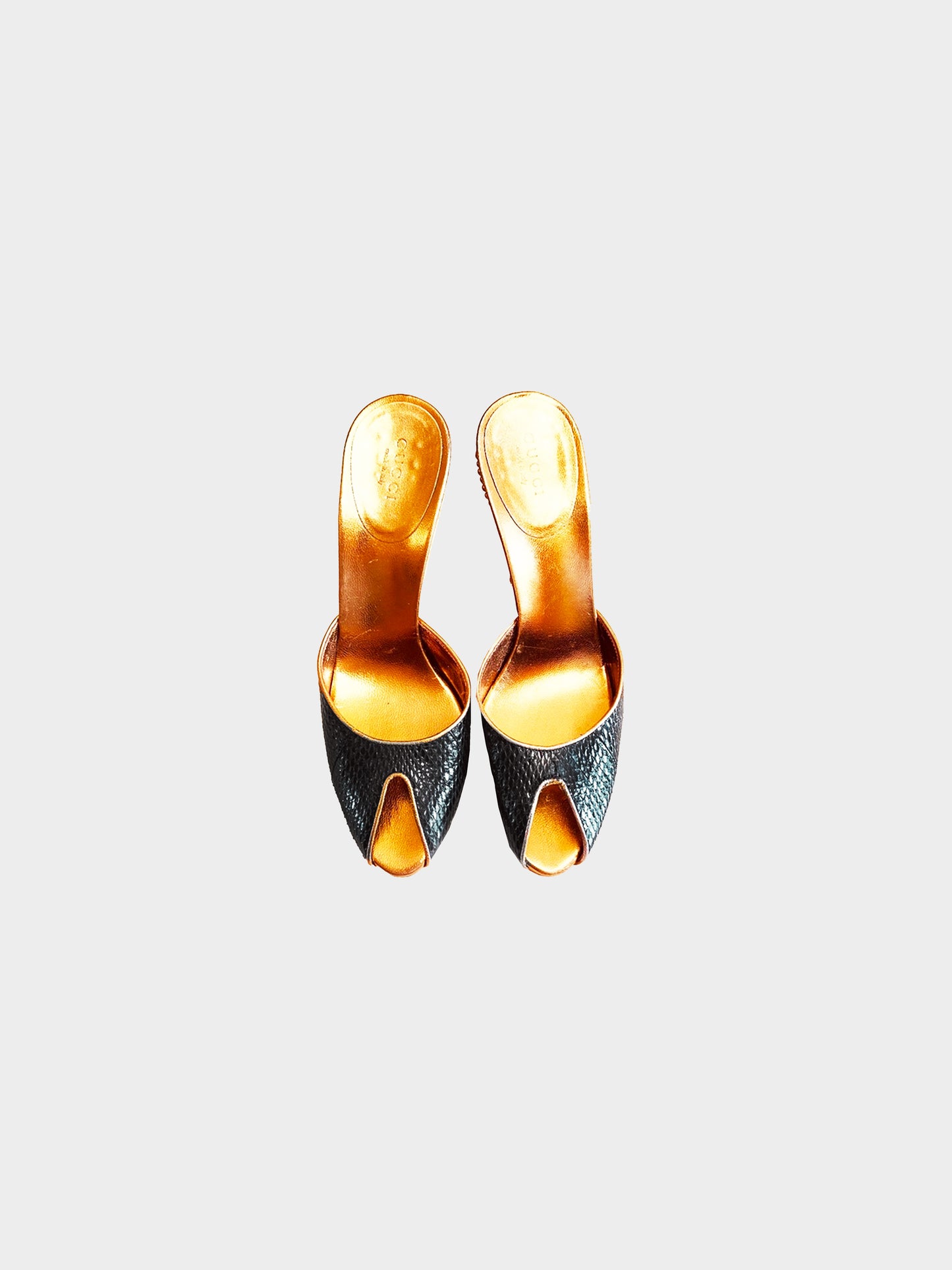 Gucci by Tom Ford SS 2004 Gold and Black Eel Heels