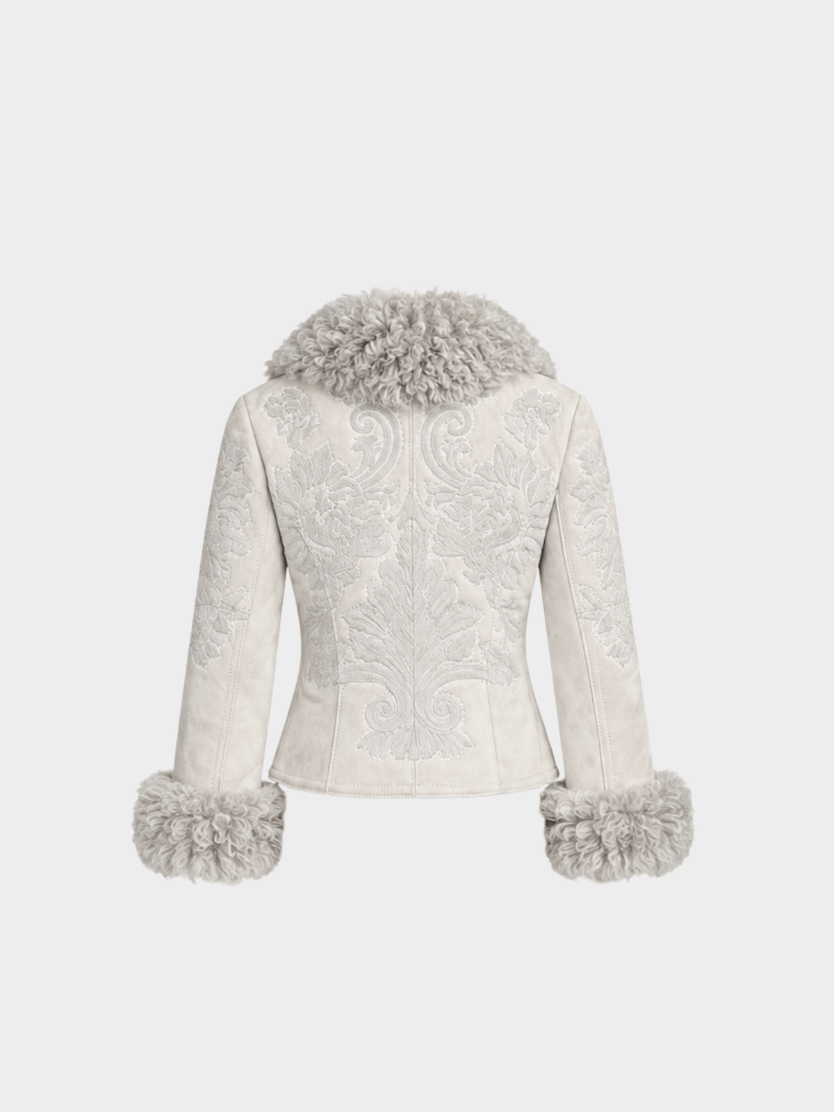 Gucci by Tom Ford 2000s Ivory Shearling Embroidered Jacket