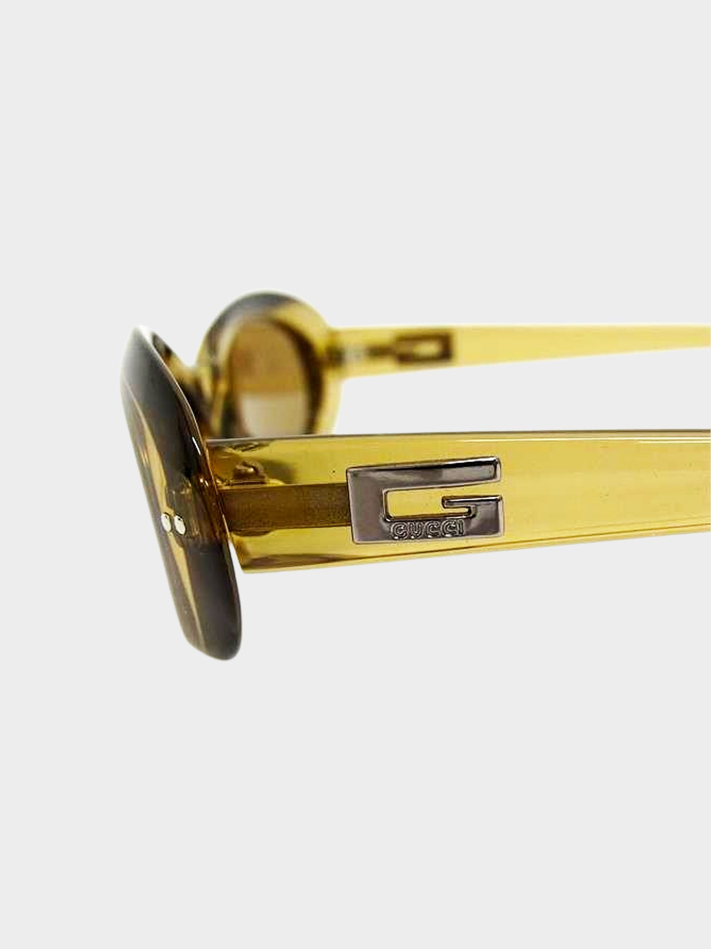 Gucci 1990s Khaki Translucent GG Oval Sunglasses