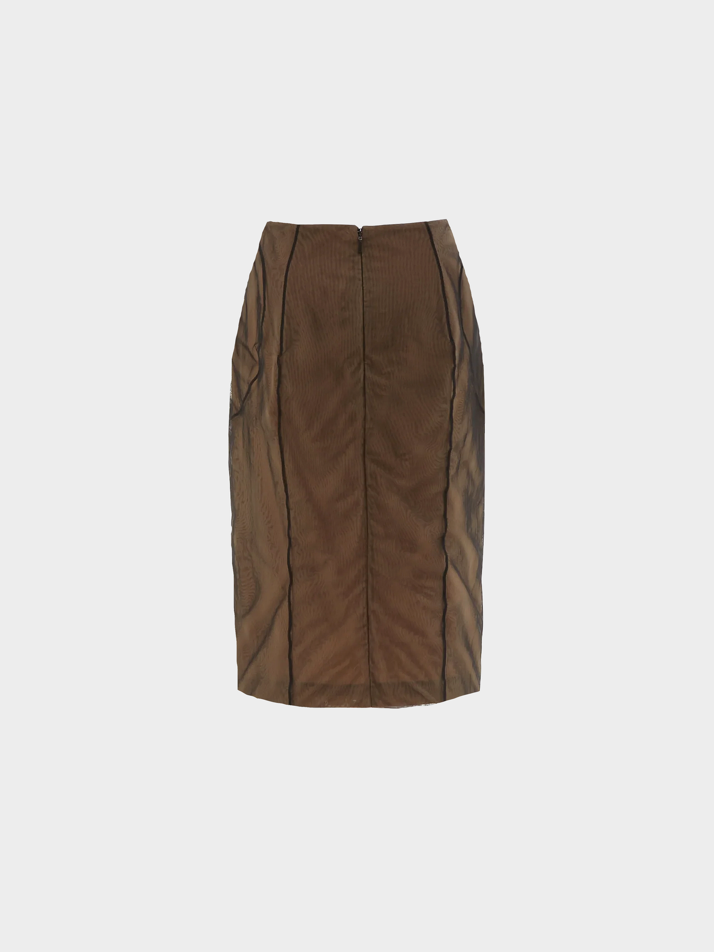 Gucci SS 2001 Beige Mesh Tulle Overlay Bodycon Skirt