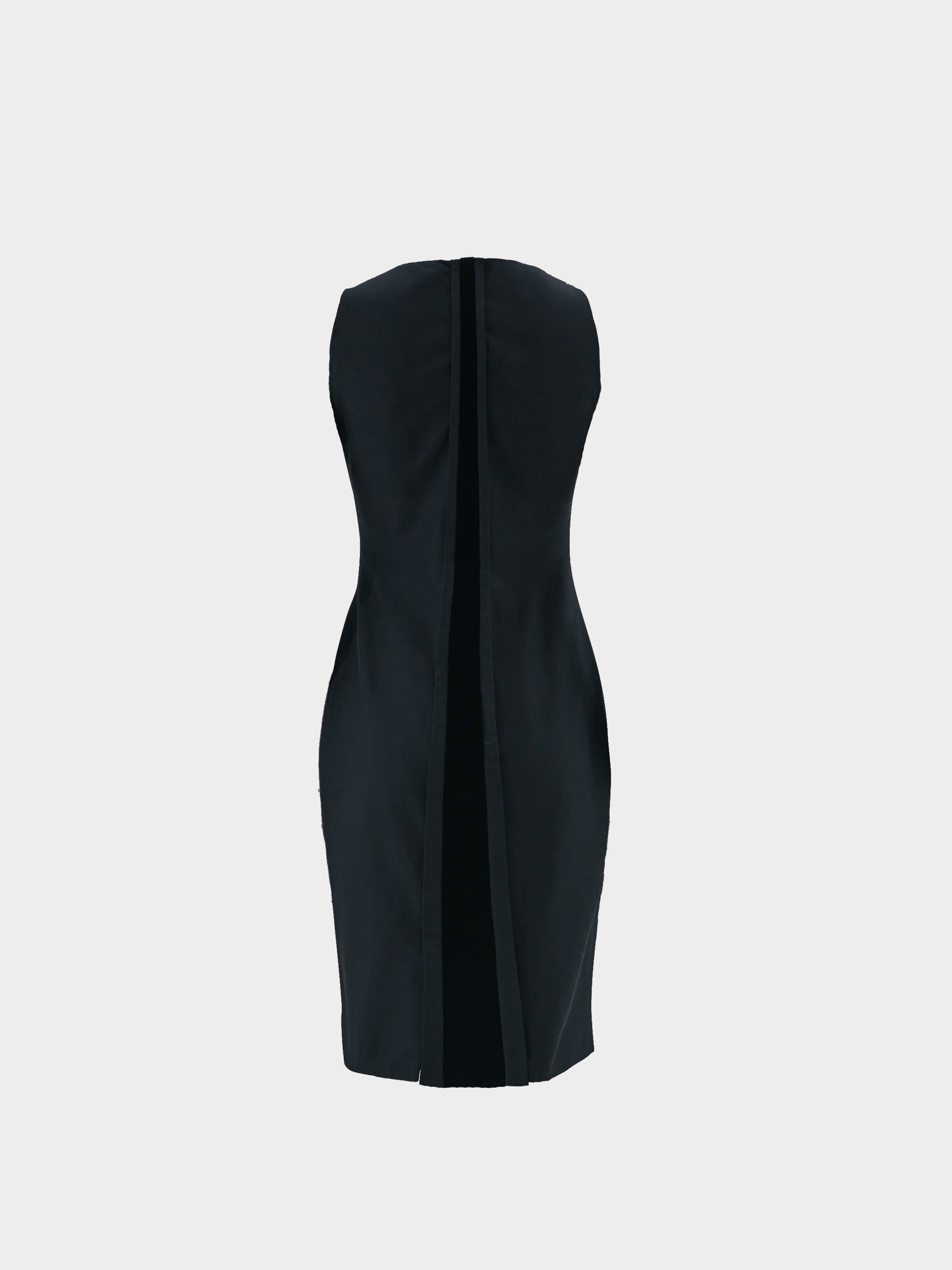Gucci by Tom Ford FW 2004 Black Sleeveless Velvet Detail Sheath Dress