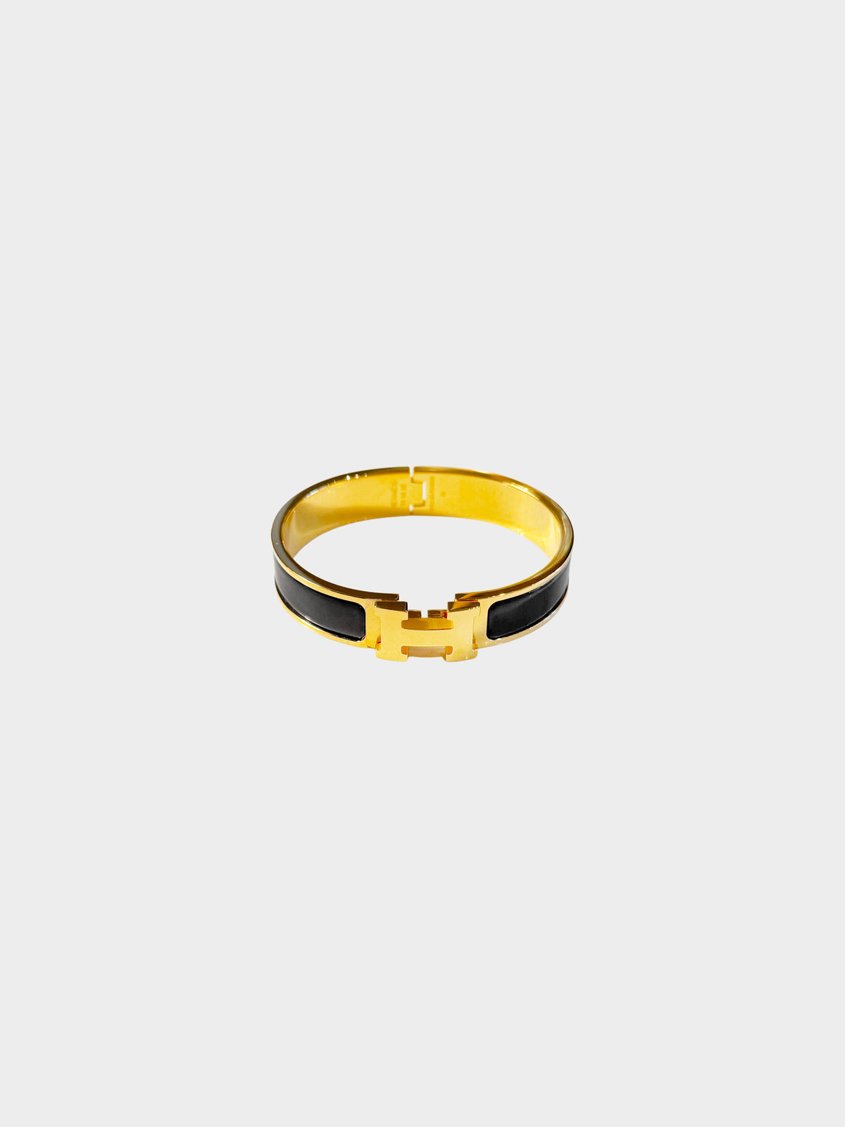 Hermès 2022 Gold and Black Enamel Clic Clac PM Metal Bracelet