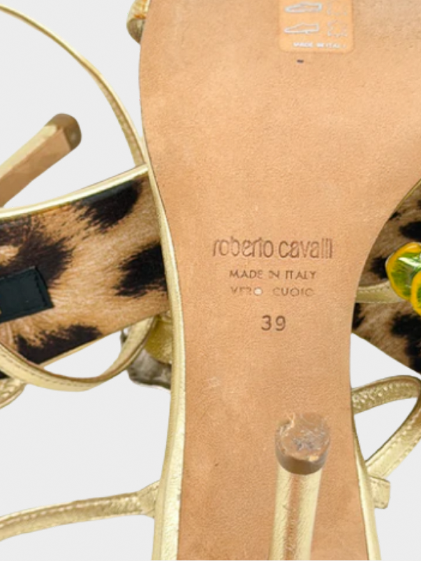 Roberto Cavalli 2000s Gold Flower Pumps