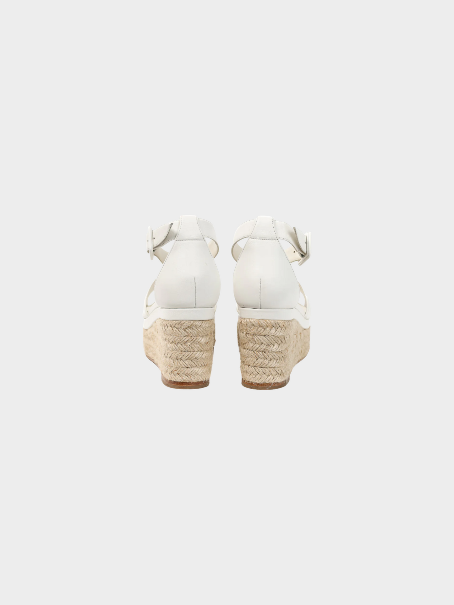 Hermes 2010s White Elda Goatskin Espadrille Wedge "H" Sandals