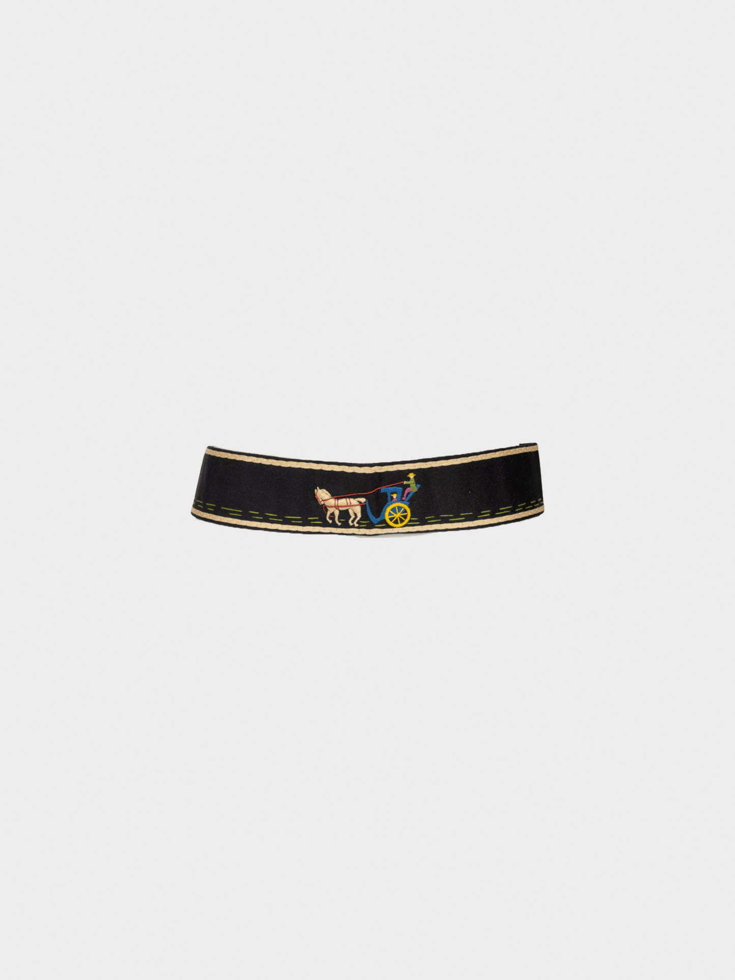 Hermes 1940s Black Wool Printed Belt