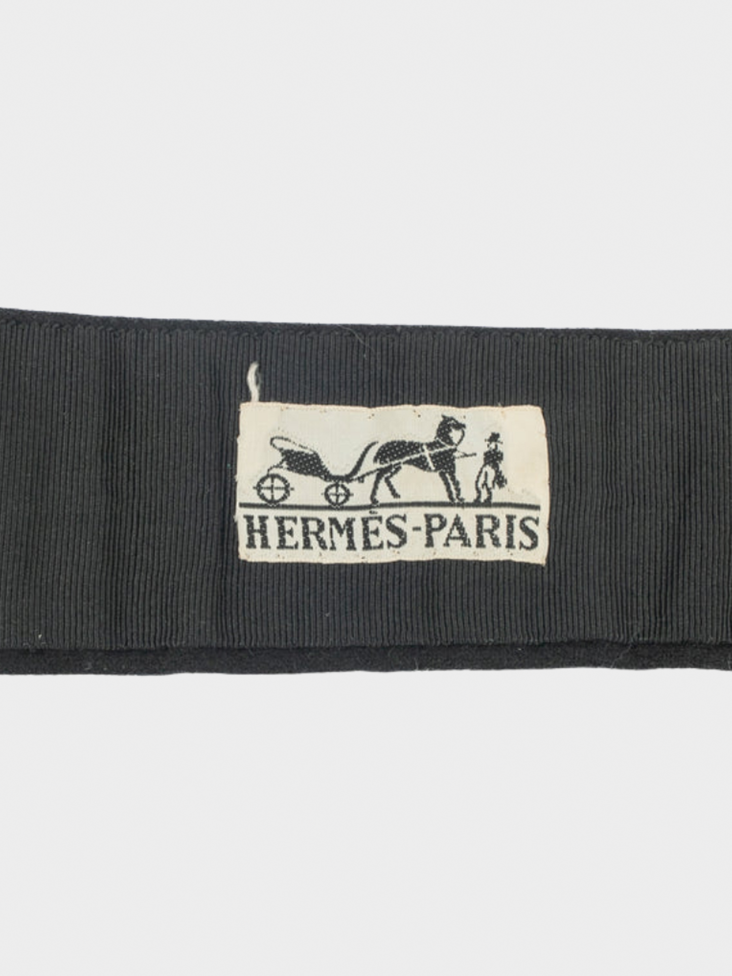 Hermes 1940s Black Wool Printed Belt