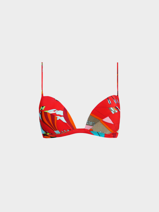 Hermes 2000s Red Geometric Printed Bikini Top