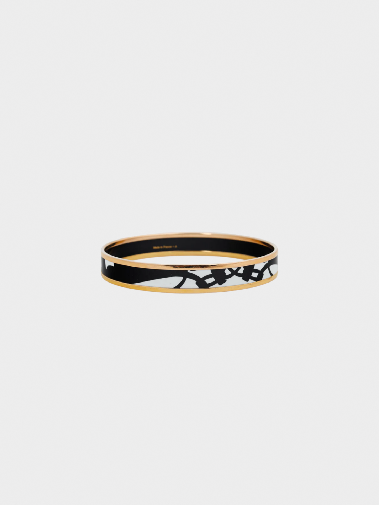 Hermès 2010s Brides de Gala White & Black Enamel Tattoo Bangle