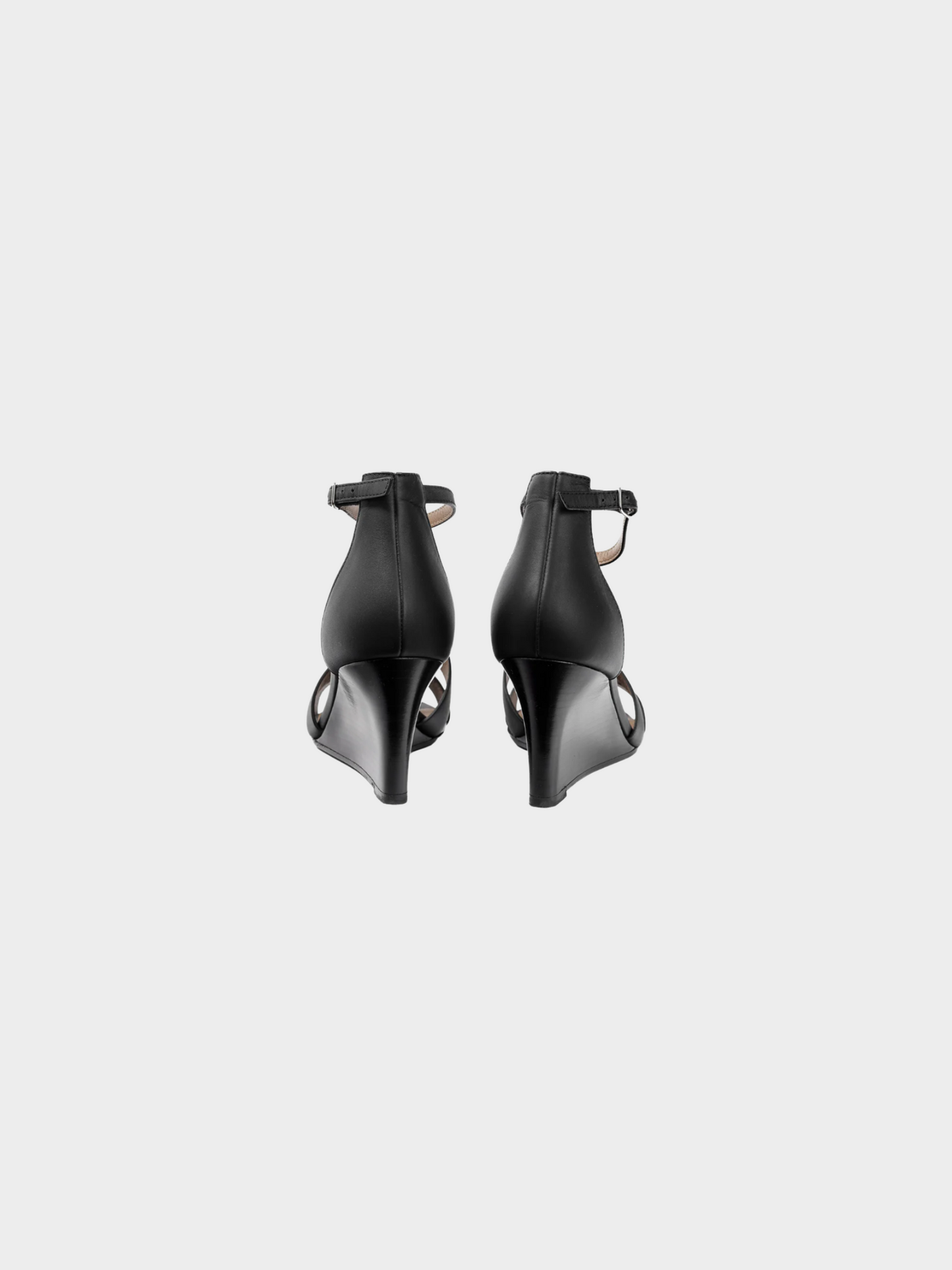 Hermes 2010s Legend Noir Calfskin "H" Wedge Sandals