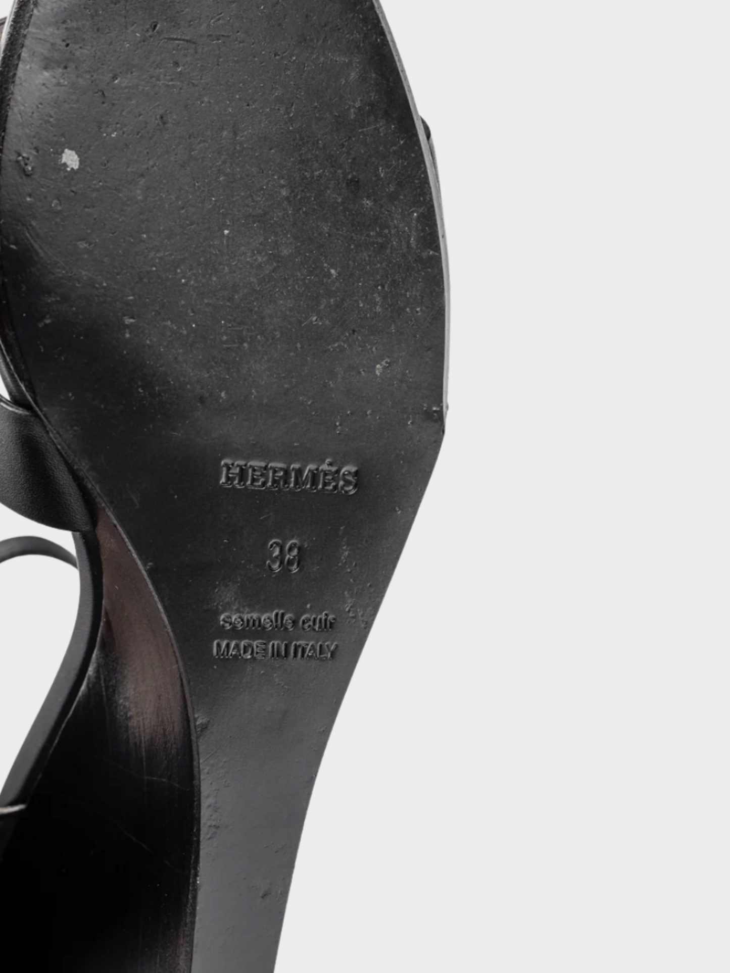 Hermes 2010s Legend Noir Calfskin "H" Wedge Sandals