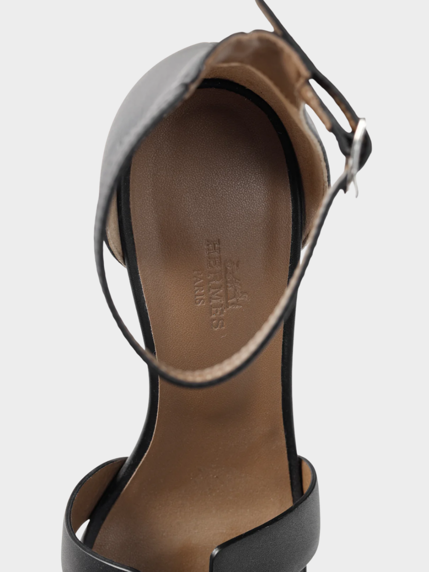 Hermes 2010s Legend Noir Calfskin "H" Wedge Sandals