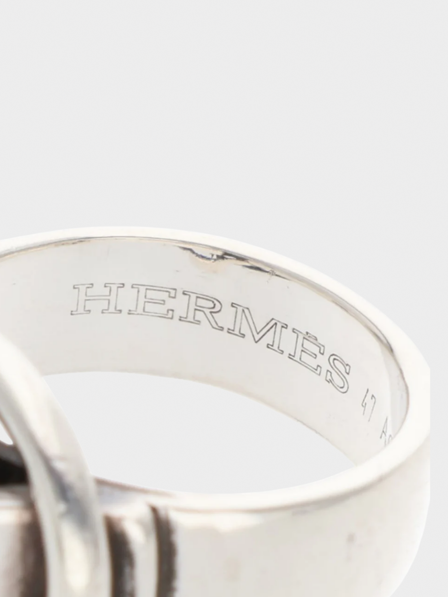Hermes 2000s Silver Buckle Detail Ring