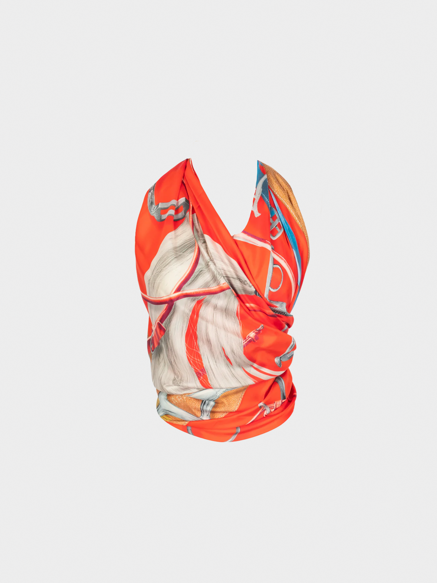 Hermes 2004 Orange Foulard 'Pencil squared projects' Scarf