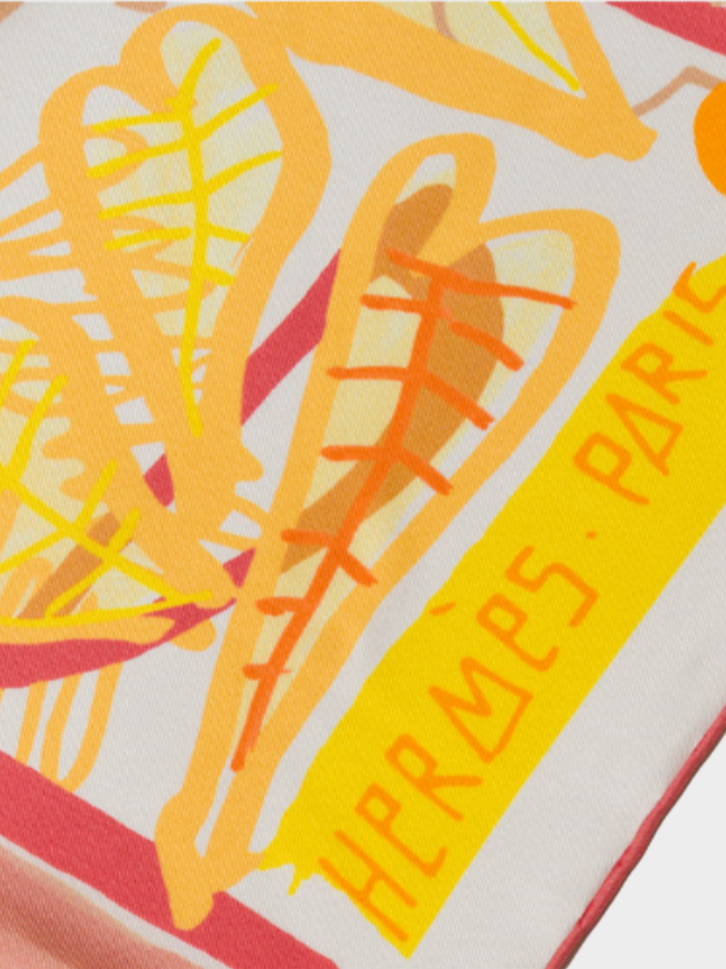 Hermès 1990s Yellow Silk "Tropical Modernism" Printed Scarf