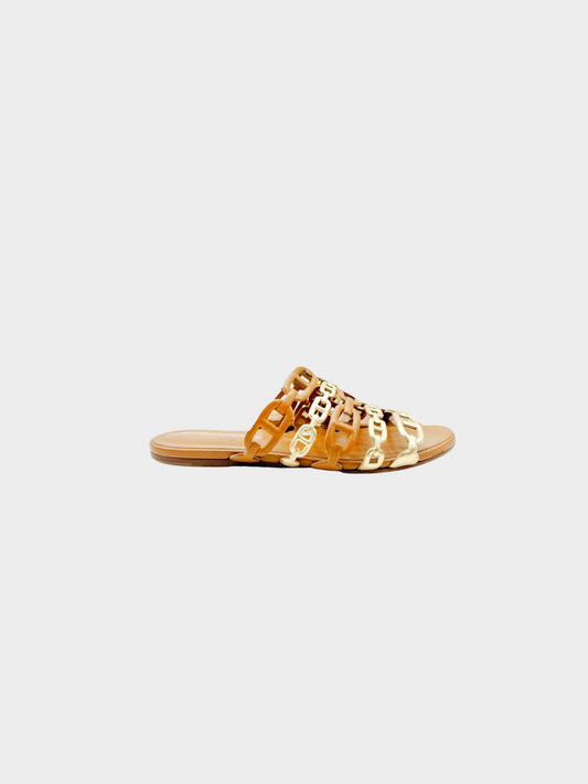 Hermes 2021 Metallic Brown Thalassa Chaine d'Ancre Sandals