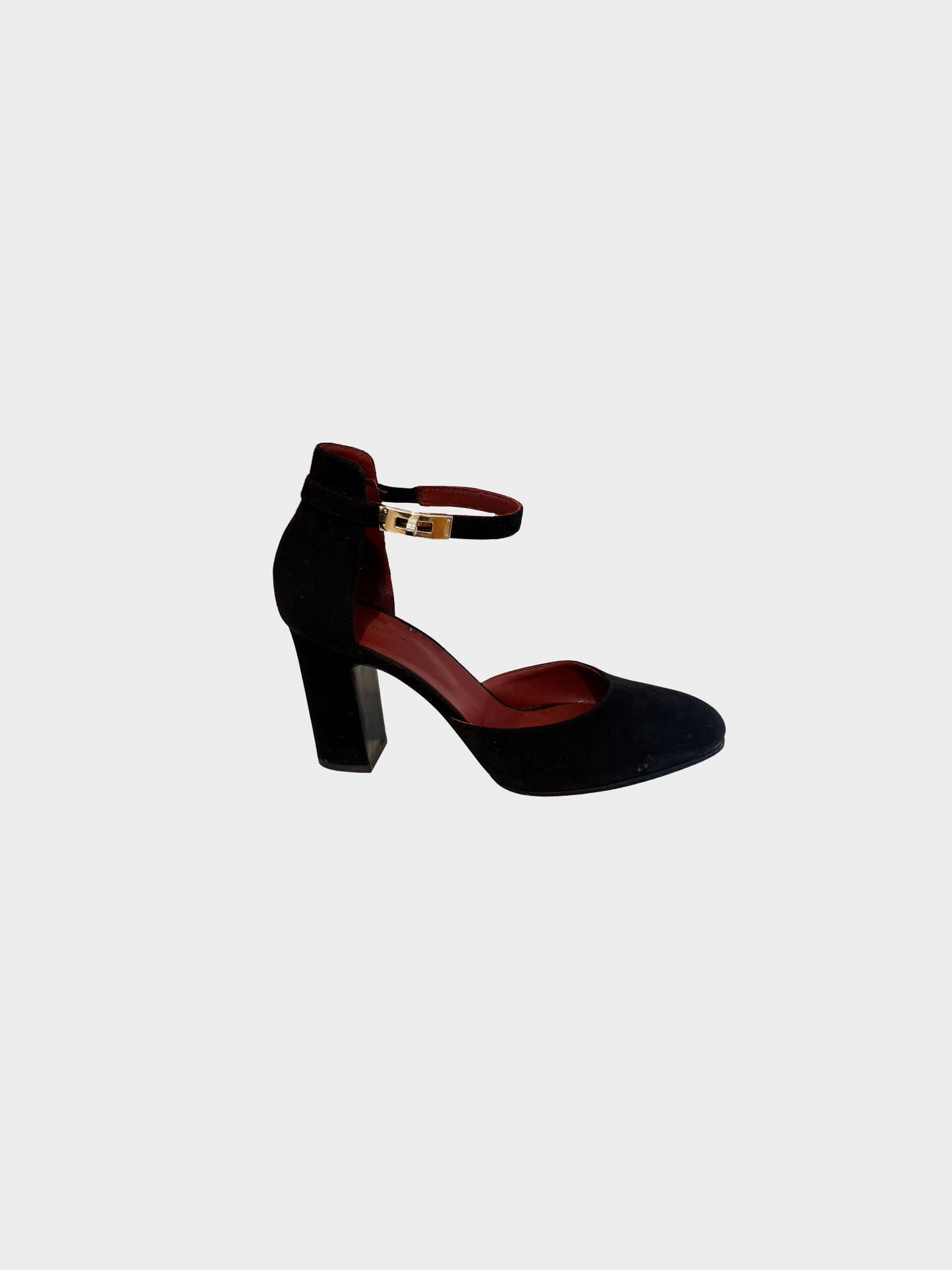 Hermes 2000s Black Suede Goatskin Baby 90 Pump