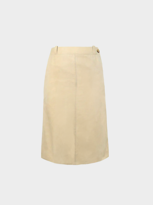 Hermès by Martin Margiela 1990s Beige Cotton Midi Skirt