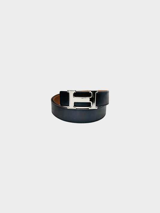 Hermes 2006 Black Leather H Logo Belt
