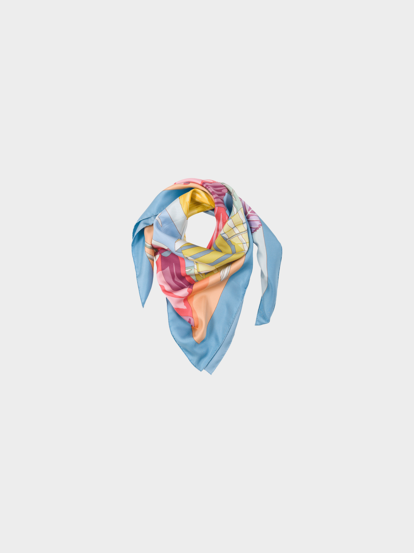 Hermes 2002 Les Plages Normandes II Blue Border Silk Scarf