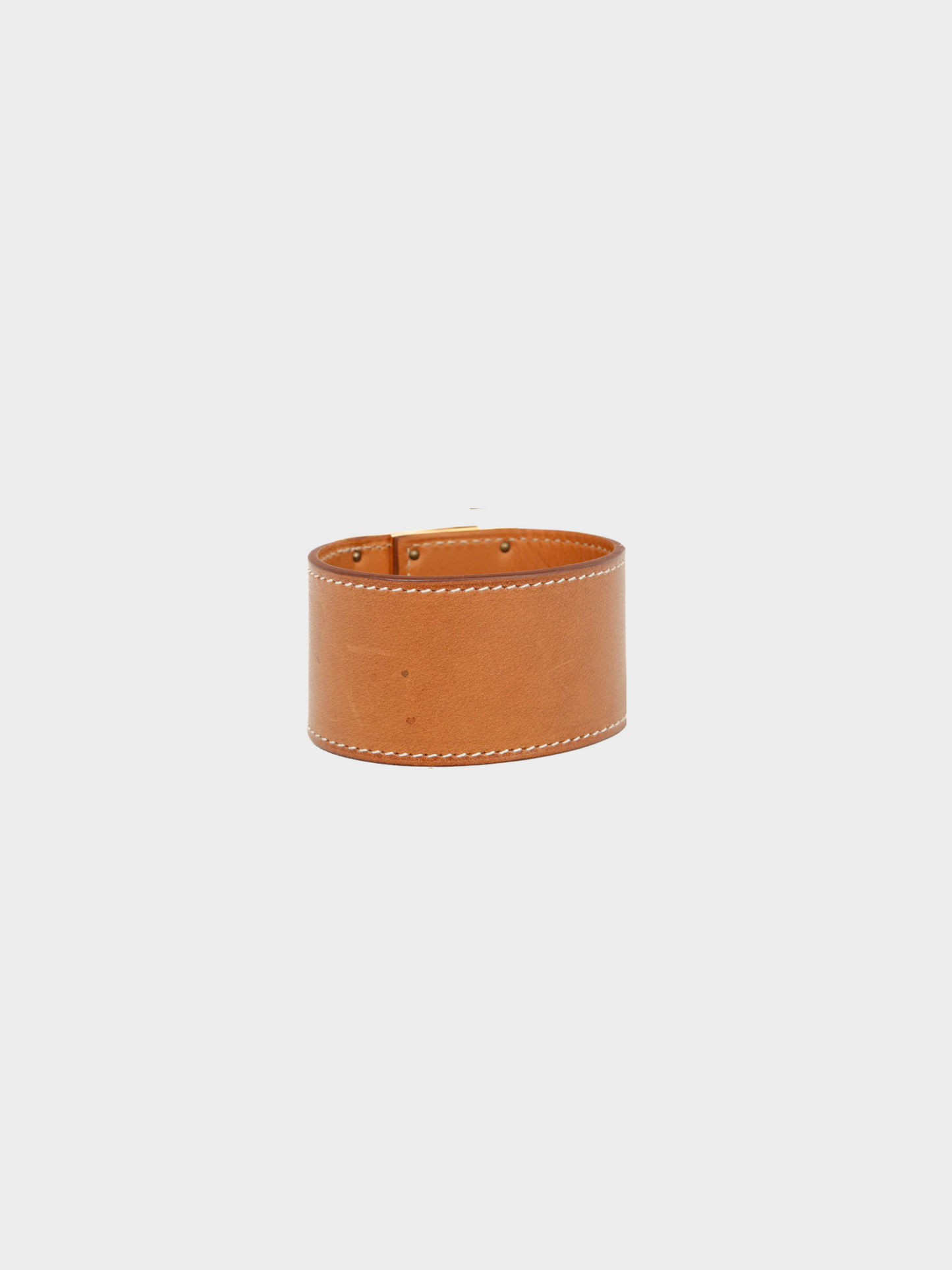 Hermes 2010s Brown Kelly Dog Fauve Barenia Leather Bracelet
