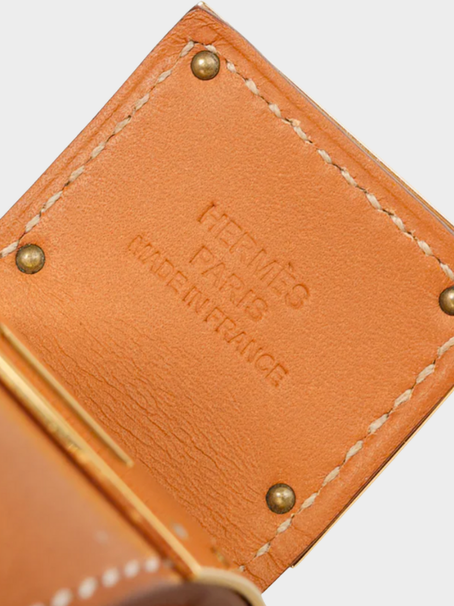 Hermes 2010s Brown Kelly Dog Fauve Barenia Leather Bracelet