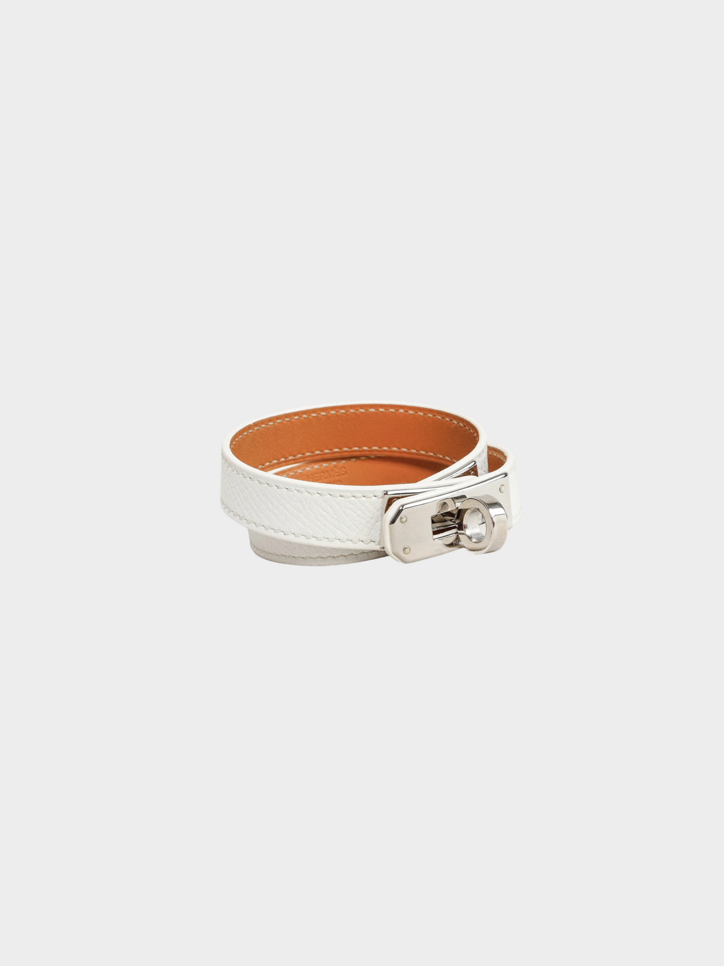Hermes 2010s White Kelly Double Tour Blanc Epsom Bracelet