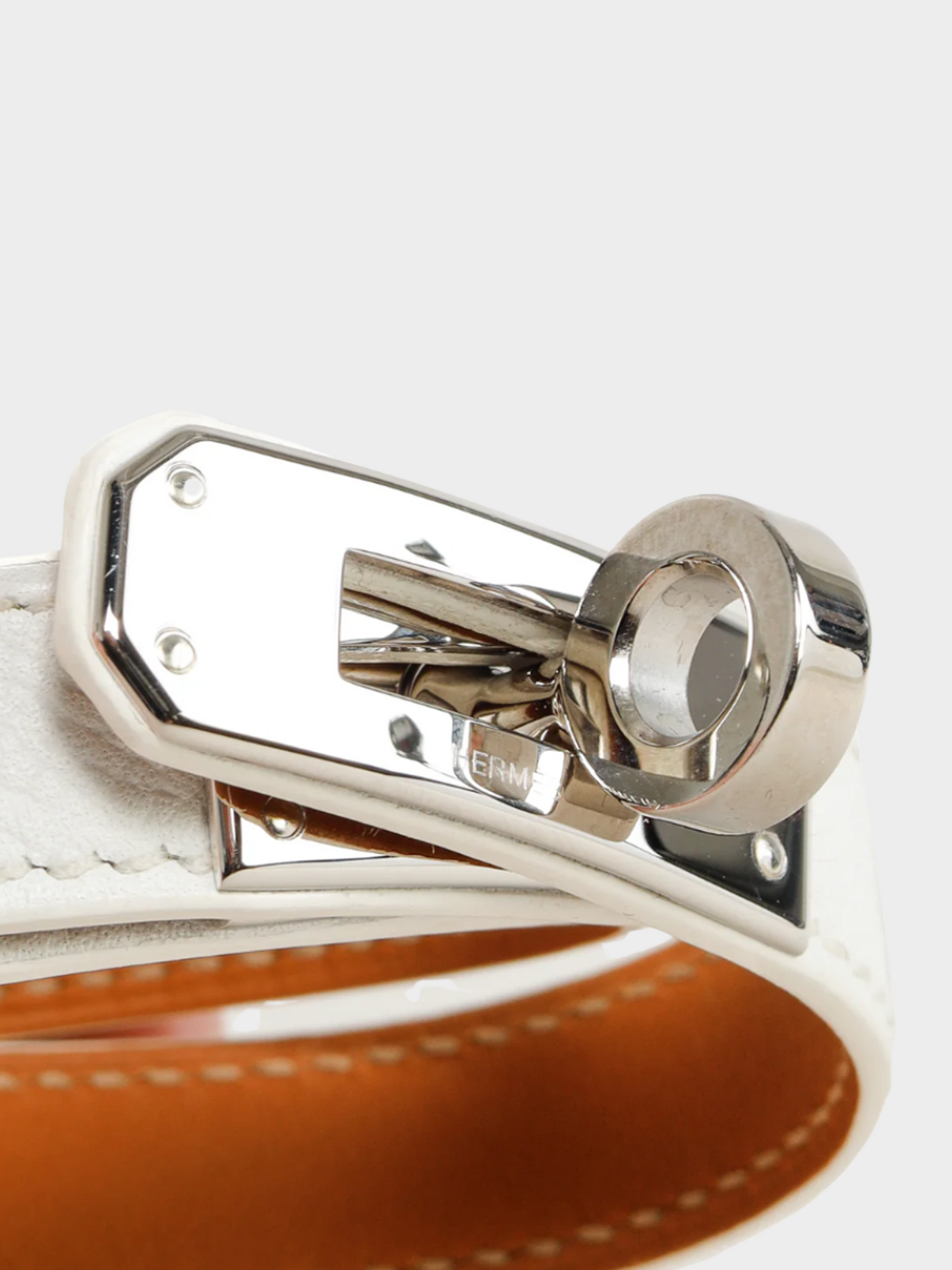 Hermes 2010s White Kelly Double Tour Blanc Epsom Bracelet