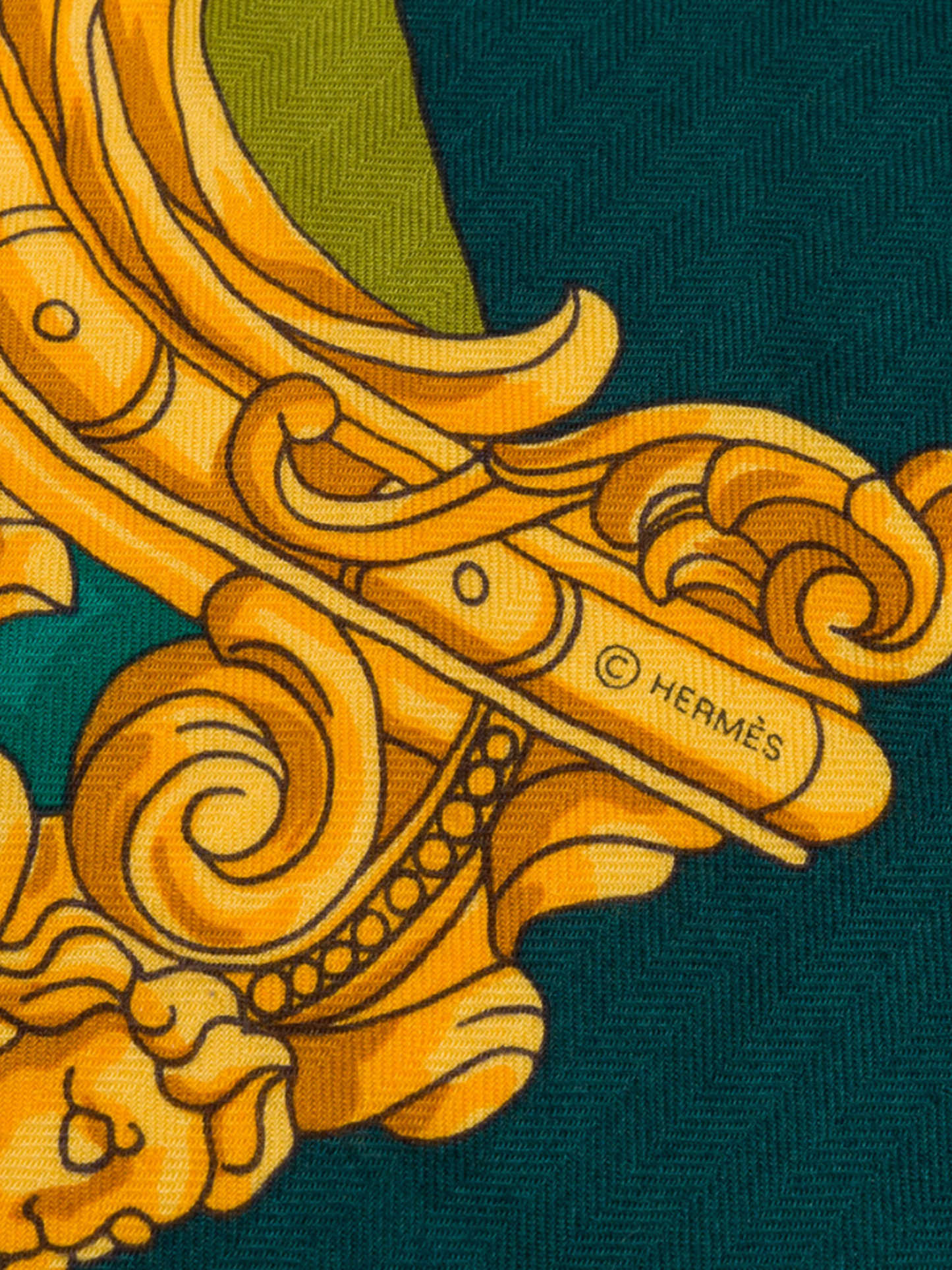 Hermes 2007 Green Grand Carrosse Cashmere Scarf