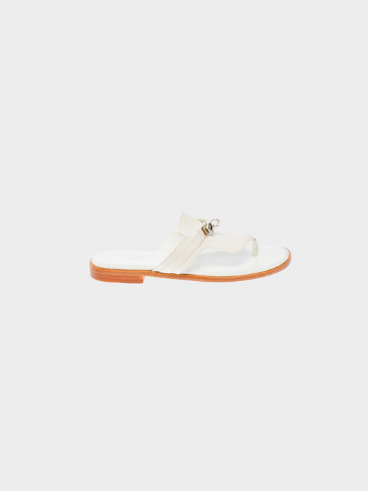 Hermes 2020s White Kelly Sandal Flats