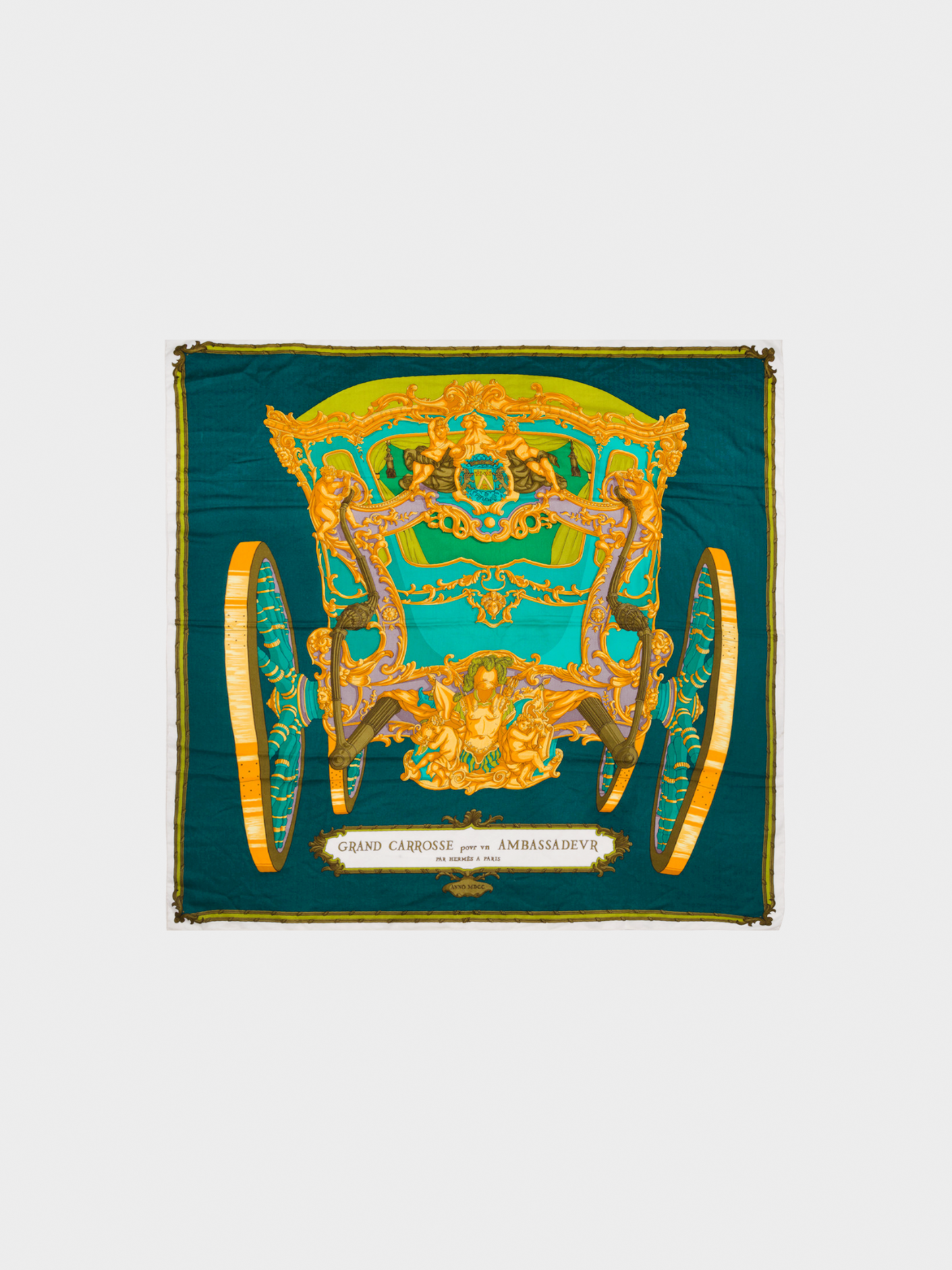 Hermes 2007 Green Grand Carrosse Cashmere Scarf